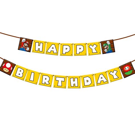 Super Mario Brothers Happy Birthday Banner Mario Brothers Theme Banner