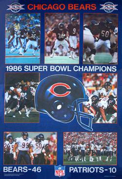 1986 Super Bowl XX Bears Patriots – Sports Poster Warehouse