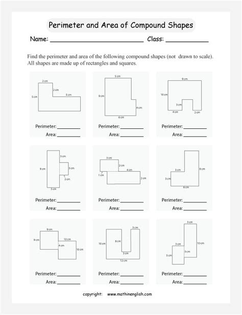 Area And Perimeter Of Compound Shapes Worksheet Shapes Worksheets