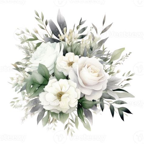 White flower watercolor isolated. Illustration 25037801 PNG