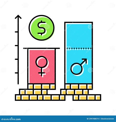 Gender Wage Gap Feminism Woman Color Icon Vector Illustration Stock