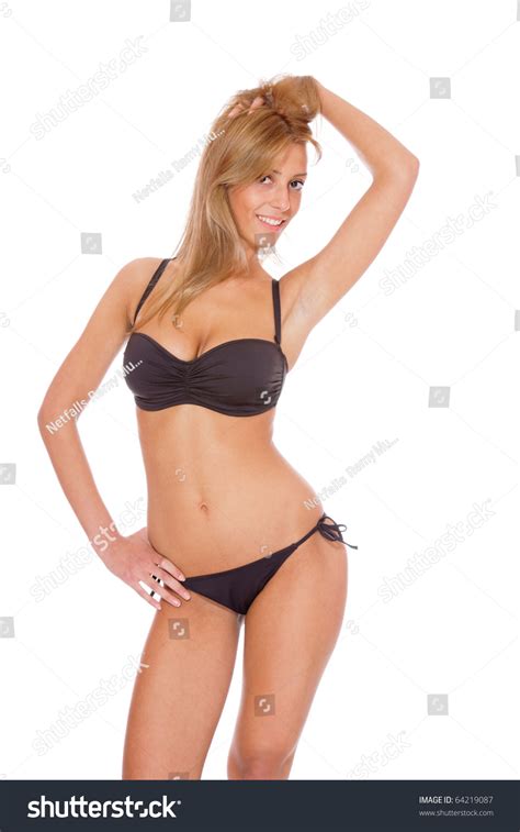 Sexy Bikini Model Over White Background Stock Photo 64219087 Shutterstock