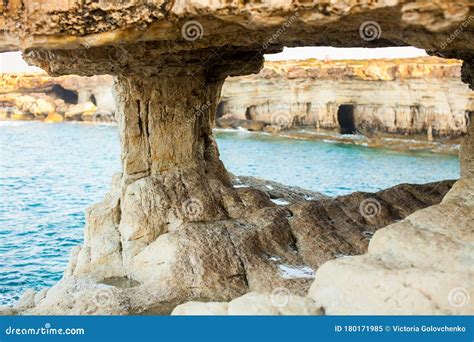 Cave In Cape Uyuga Lake Baikal Landscape Stock Photography