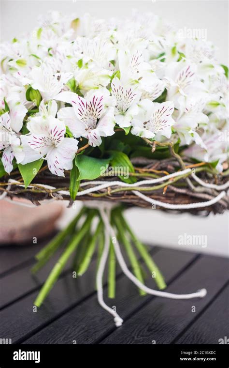 White Lily of the Incas in a bunch Stock Photo - Alamy