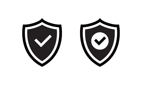 Shield Icon With Check Mark In Black Style Vector Art At Vecteezy