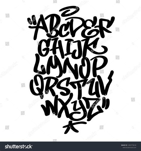 Handwritten Graffiti Tag Alphabet Vector De Stock Libre De Regalías