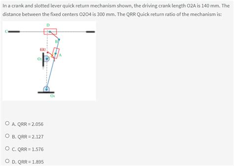 Solved In A Crank And Slotted Lever Quick Return Mechanism