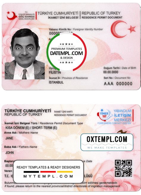 Turkish Residence Permit Document Example In Psd Format Fully Editable