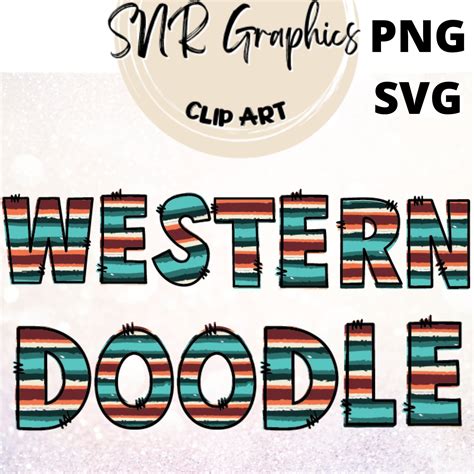 Western Doodle Letters Png With Doodle Outline Mexican Serape Font Svg