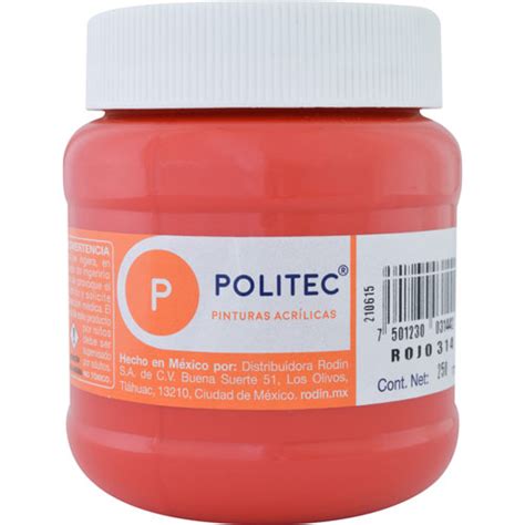 Pintura Acr Lica Politec Rojo Ml Papeler A Lumen