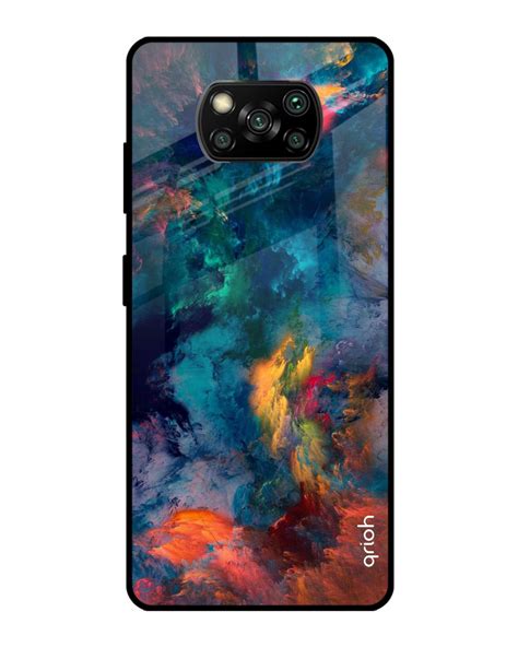 Buy Cloudburst Printed Premium Glass Cover For Poco X Pro Shock Proof