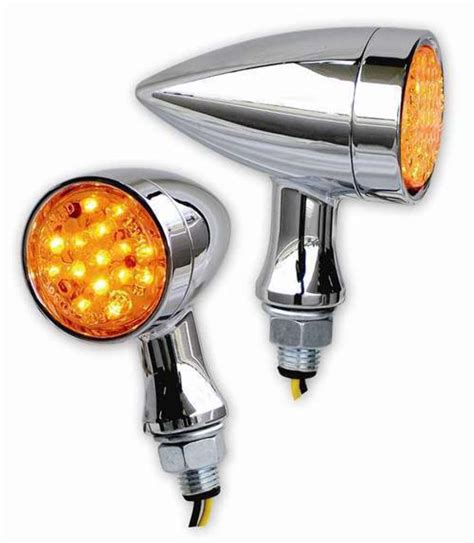 TURN SIGNAL LED SUPER BULLET CHROME AMBER PAIR EBay