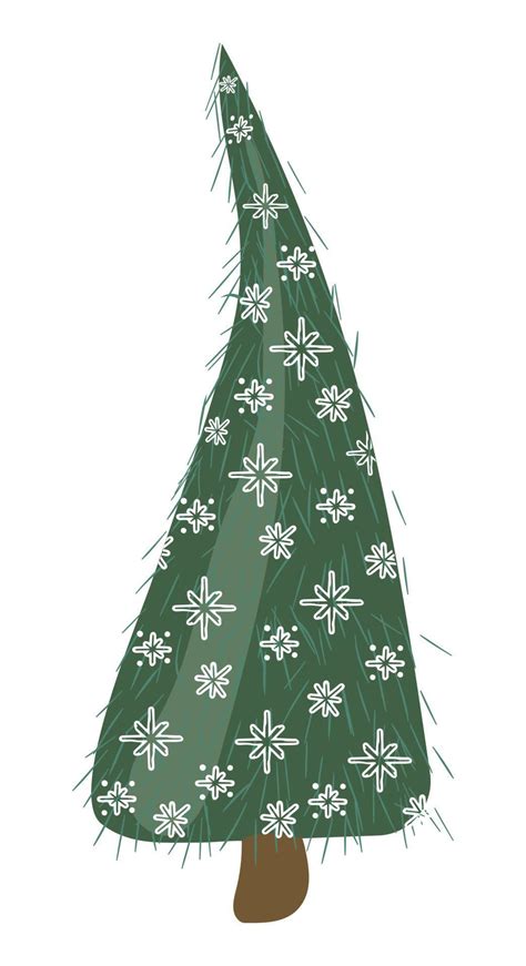 Cute Christmas Tree Vector Illustration Isolated On White Background