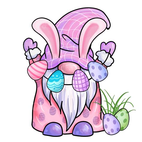 Pink Easter Egg Clipart Vector Pink Easter Gnome Holding An Egg