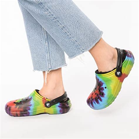 Crocs Unisex Adult Classic Tie Dye Lined Clogs Fuzzy Slippers