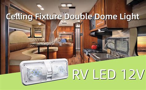 Amazon KAWTZP 12V RV LED Ceiling Double Dome Light Fixture With ON