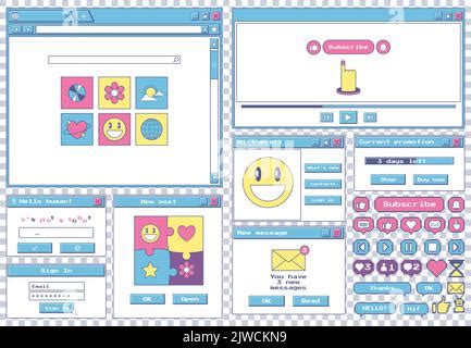 Vector Set Of S Old Desktop User Interface Elements Nostalgic Retro