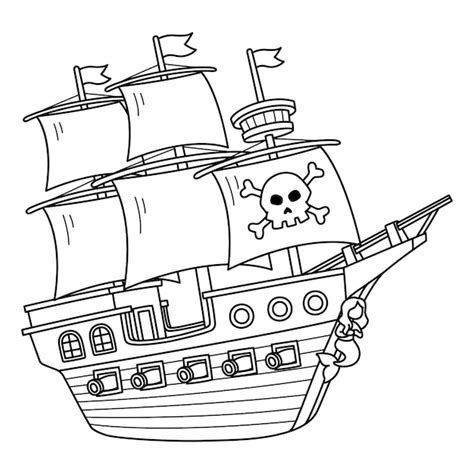 Page De Coloriage Du Navire Pirate Isol Pour Enfants Vecteur Premium