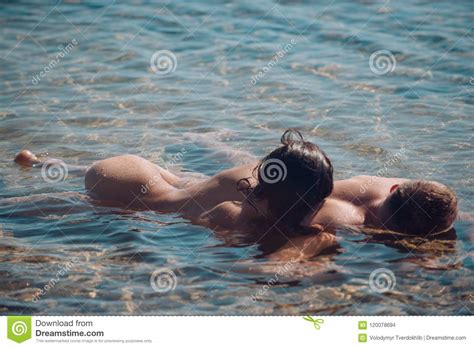 Love Relations Of Naked Couple In Sea Water Love And Romance Concept Stock Photo Image Of