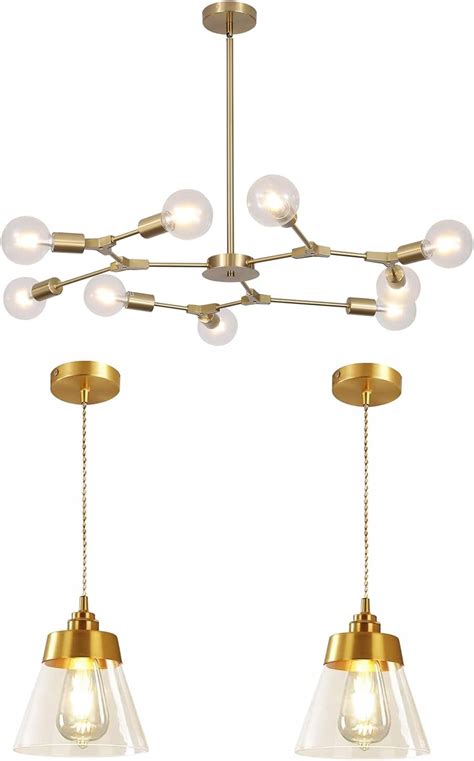 Kco Lighting Modern Sputnik Chandelier Brushed Brass Hanging Lamp