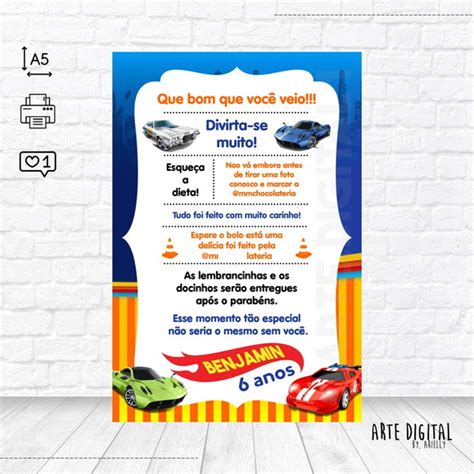 Plaquinha De Agradecimento Hot Wheels Elo Produtos Especiais