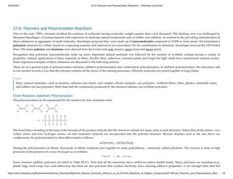 Polymers And Polymerization Reactions Chemistry Libretexts