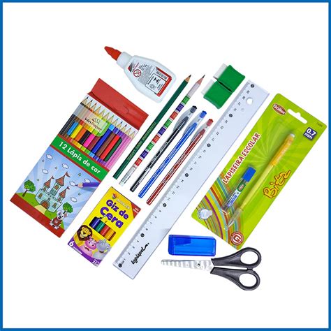 Volta As Aulas Kit Itens Material Escolar Lapis Borracha Kit Escolar