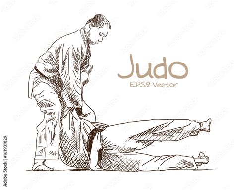 Hand sketch competing judo in Vector illustration Stock Vector | Adobe Stock