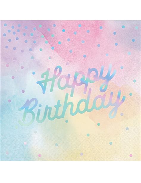 16 Tovaglioli Di Carta Happy Birthday Multicolor Iridescenti Vegaooparty