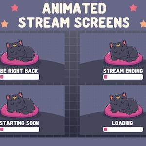 Cute Animated Moon Cat Stream Screens Kawaii Animated Twitch