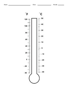 Fahrenheit and Celsius Thermometer Worksheets by La'Bria Wimberly