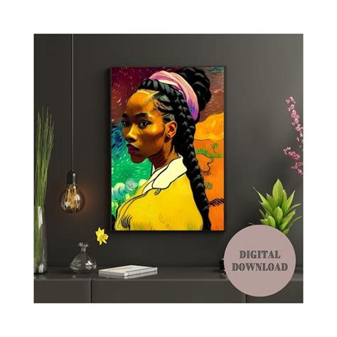 Black Woman Side Profile African Woman Van Gogh Inspired - Etsy