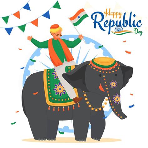 Happy Republic Day Man Clipart And Elefant Clipart Banner Design