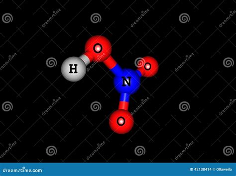 Nitric Acid Molecular Structure On Black Stock Illustration