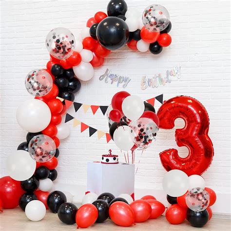 133pcs Red Black White Balloons Garland Arch Kit Balloons Arch With