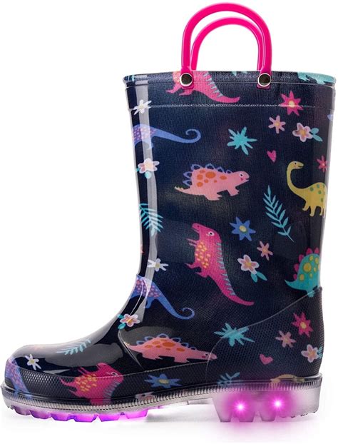 Kushyshoo Kids Light Up Dinosaur Rain Boot Waterproof Size 7 Toddler