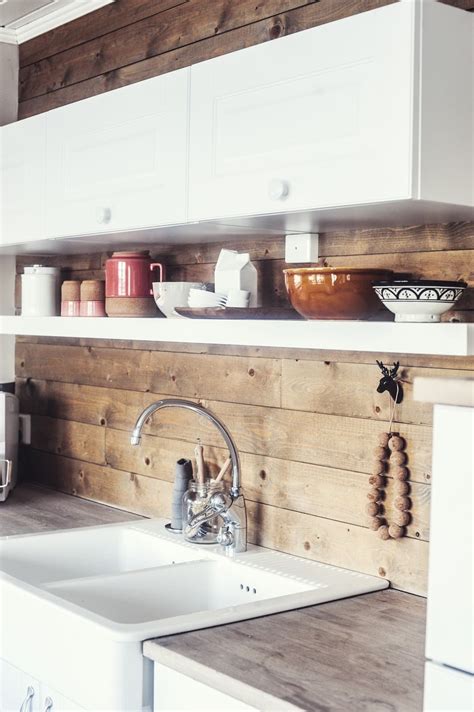 Wood Planked Kitchen Backsplash MountainModernLife