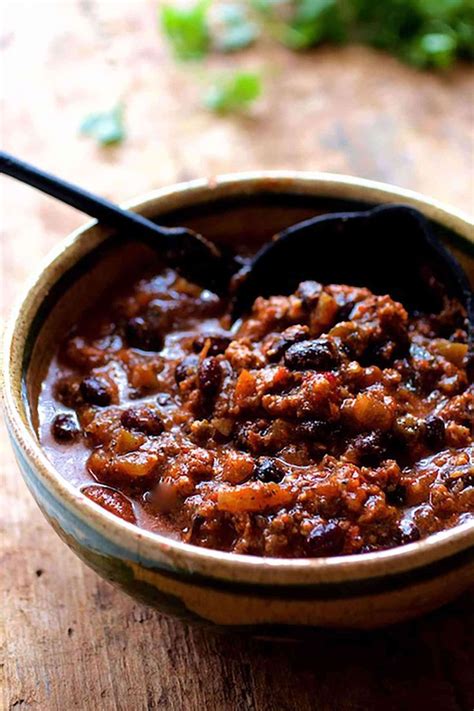 Beef And Chorizo Chili With Black Beans Is Scaled For A Crowd And