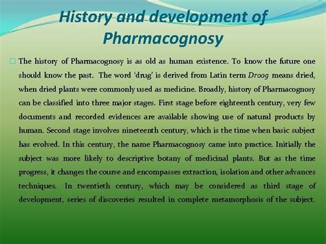 Definition Scope And History Of Pharmacognosy For B