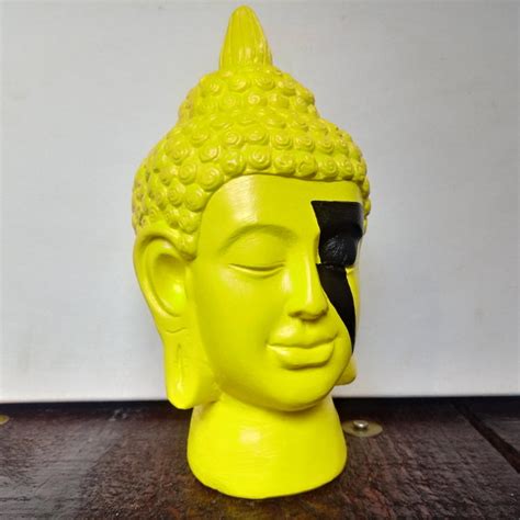 Escultura Cabe A De Buda Tibetano Amarelo Raio Elo