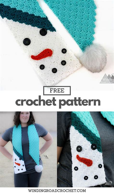 C2C Snowman Scarf Free Crochet Pattern Winding Road Crochet Snowman