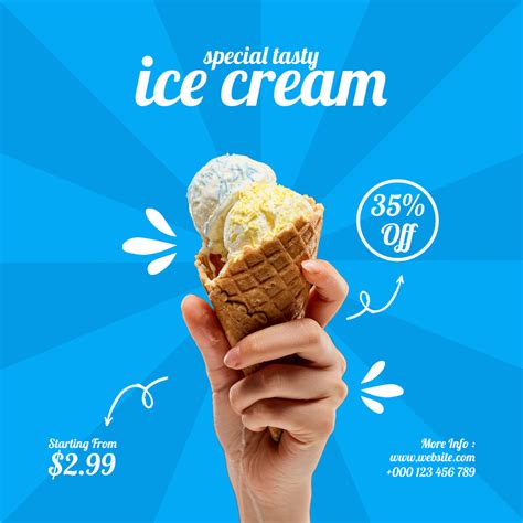 Waffle Cone Ice Cream Discount Online Instagram Post Template Vistacreate