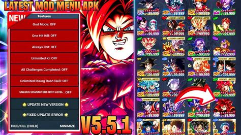 NEW Dragon Ball Legends MOD MENU APK V5 5 1 Level 99 999 Mod