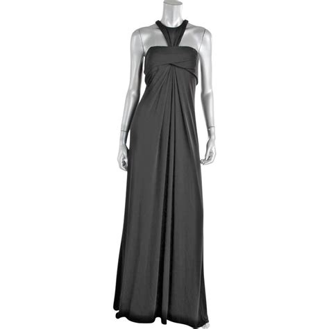 Jill Stuart ~ Black Slinky Jersey Ruched Halter T Back Evening Gown 4