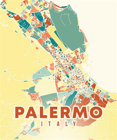 Palermo Italy Map Digital Art by Alexandru Chirila | Pixels