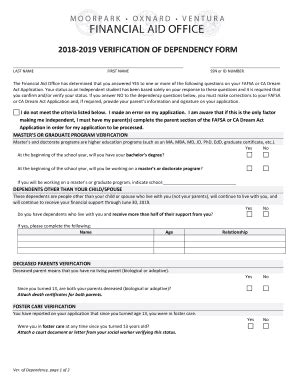 Fillable Online Verification Of Dependency Form Fax Email