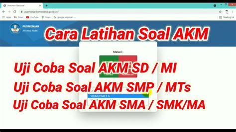 Uji Coba Soal Latihan AKM Secara Mandiri Simulasi AKM Online YouTube