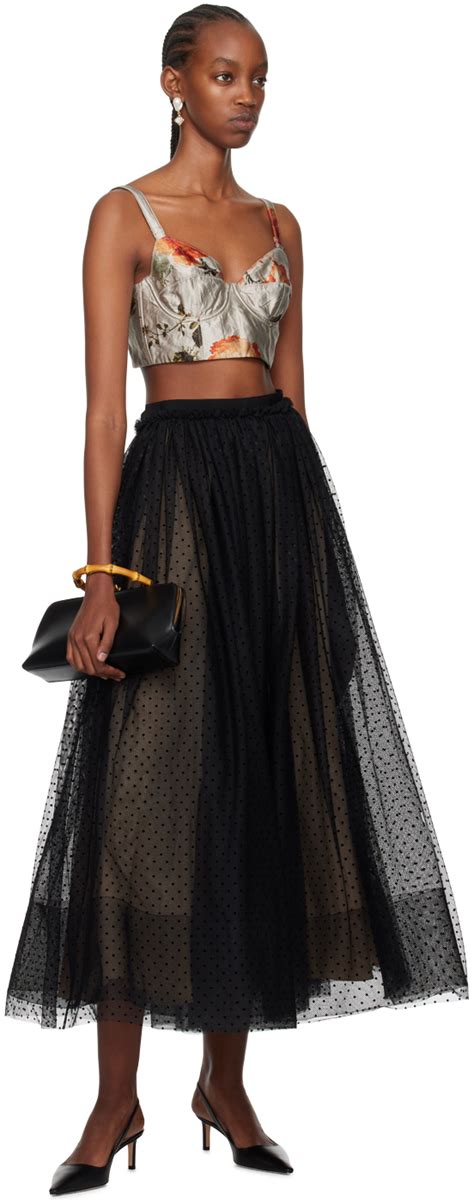 Erdem Black Polka Dot Midi Skirt Erdem