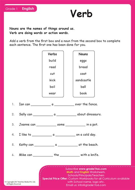 Verbs And Nouns Worksheets Pyp Ib Worksheets Library