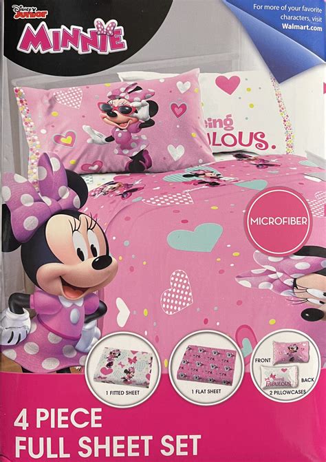 Disney Minnie Mouse Pink And White Microfiber Kids 4 Piece Full Bed